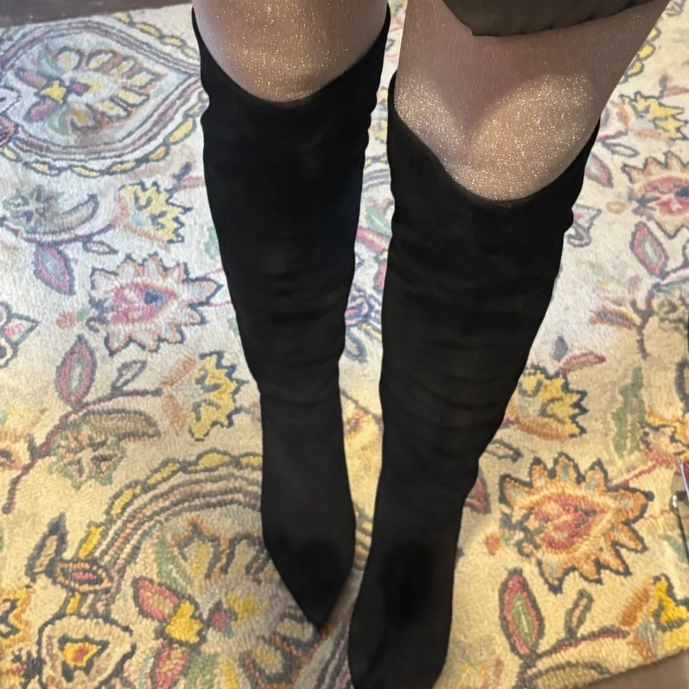 Marc Fisher Black Suede Over-the-Knee Boots 8